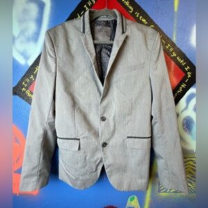 Zara Light Gray Blazer with Black Trim